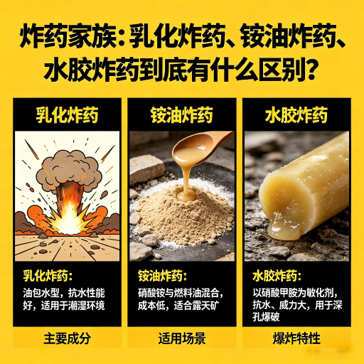 柘城炸药家族：乳化炸药、铵油炸药、水胶炸药到底有什么区别？